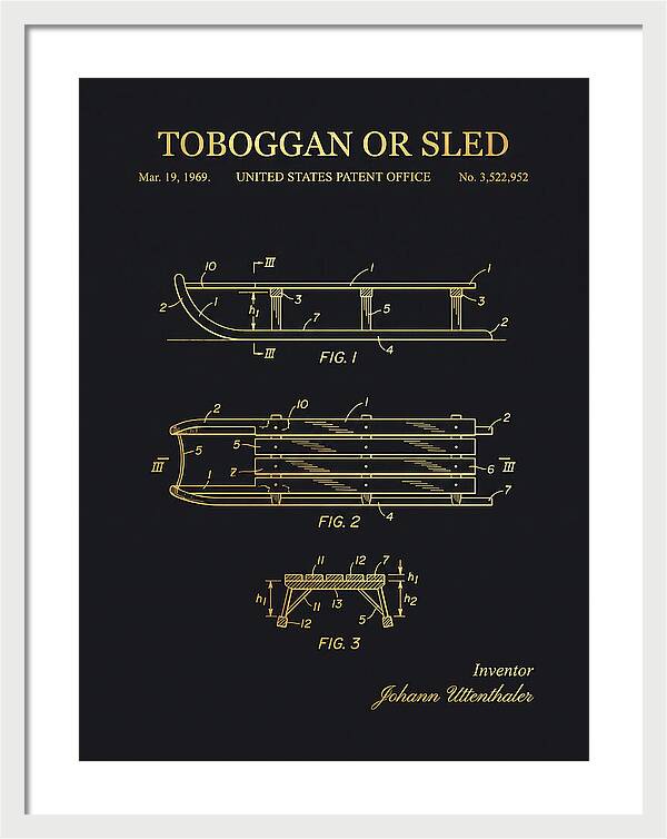 Toboggan Or Sled Gold Patent Us3522952a