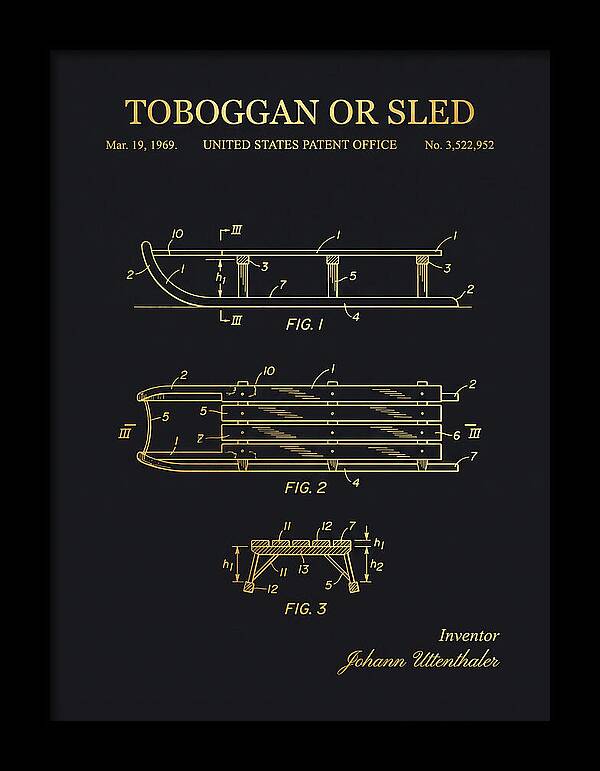 Toboggan Or Sled Gold Patent Us3522952a
