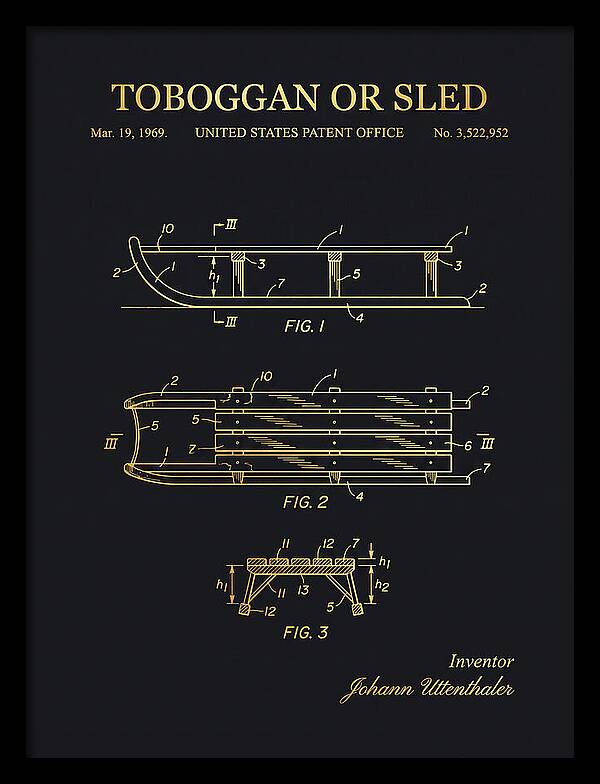 Toboggan Or Sled Gold Patent Us3522952a
