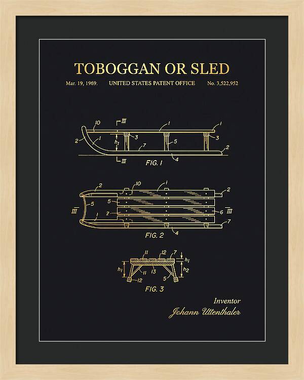Toboggan Or Sled Gold Patent Us3522952a