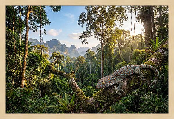 Tokay Gecko In Lush Jungle