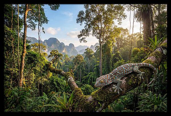 Tokay Gecko In Lush Jungle