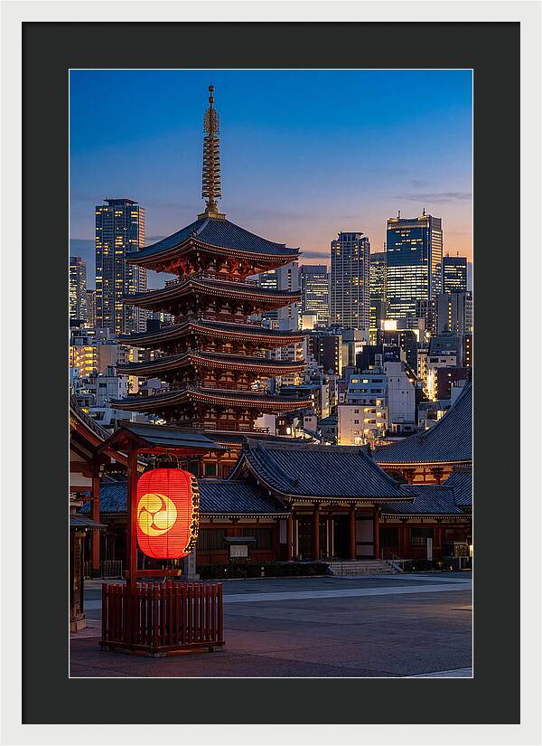 Tokyo Sensoji Temple At Dusk