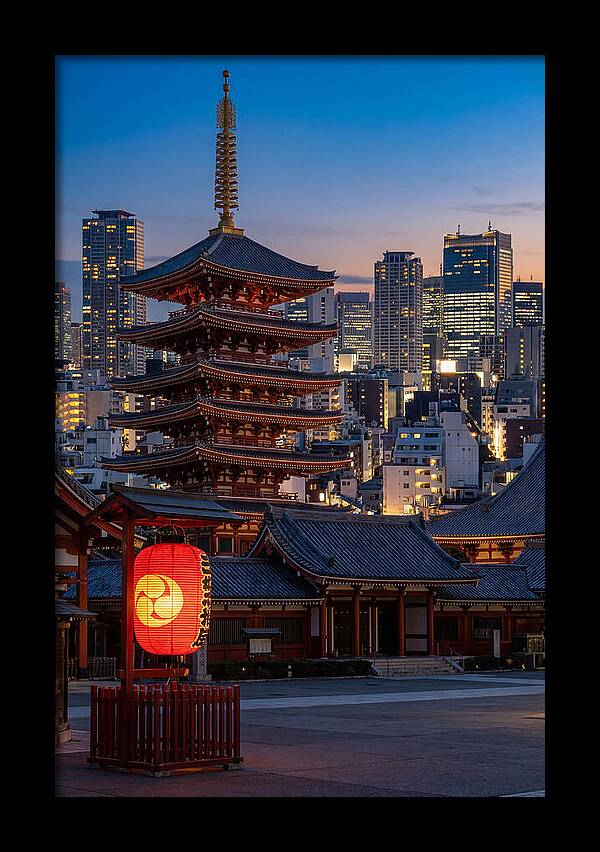 Tokyo Sensoji Temple At Dusk