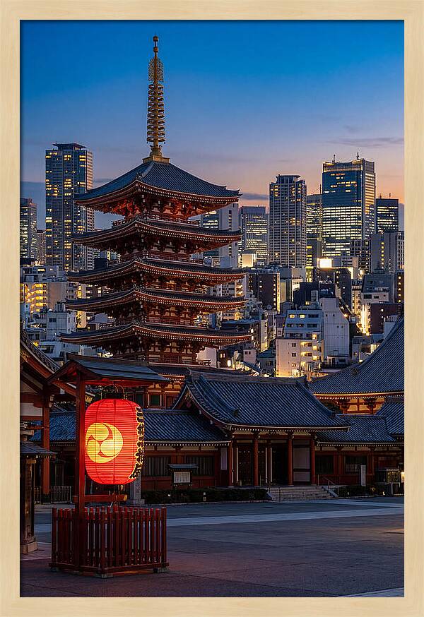 Tokyo Sensoji Temple At Dusk