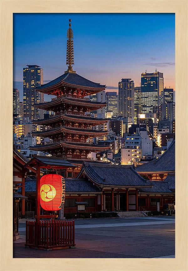 Tokyo Sensoji Temple At Dusk