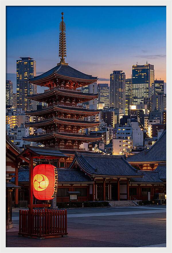 Tokyo Sensoji Temple At Dusk