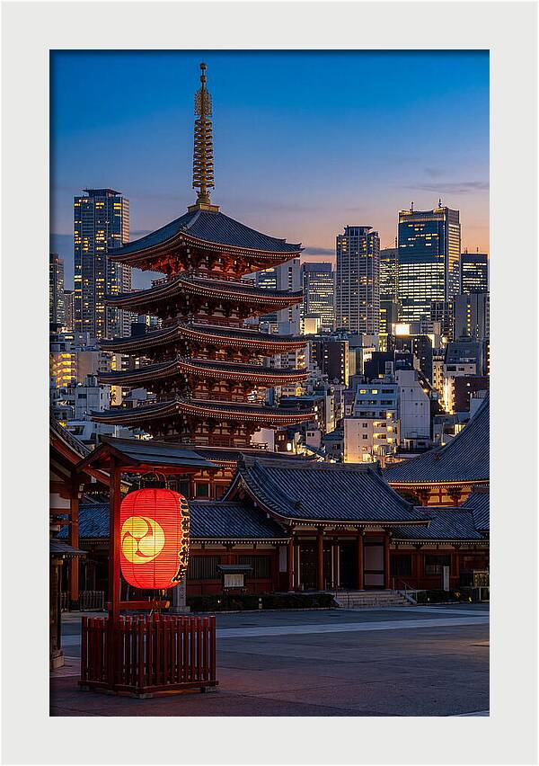 Tokyo Sensoji Temple At Dusk