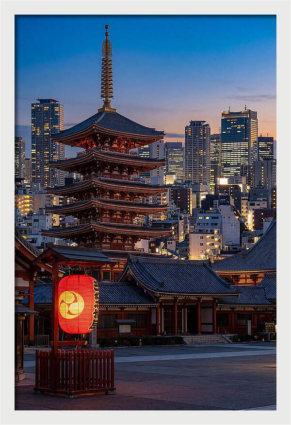Tokyo Sensoji Temple At Dusk