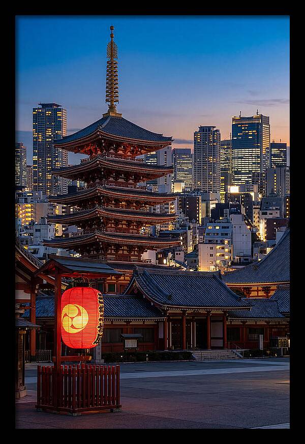 Tokyo Sensoji Temple At Dusk