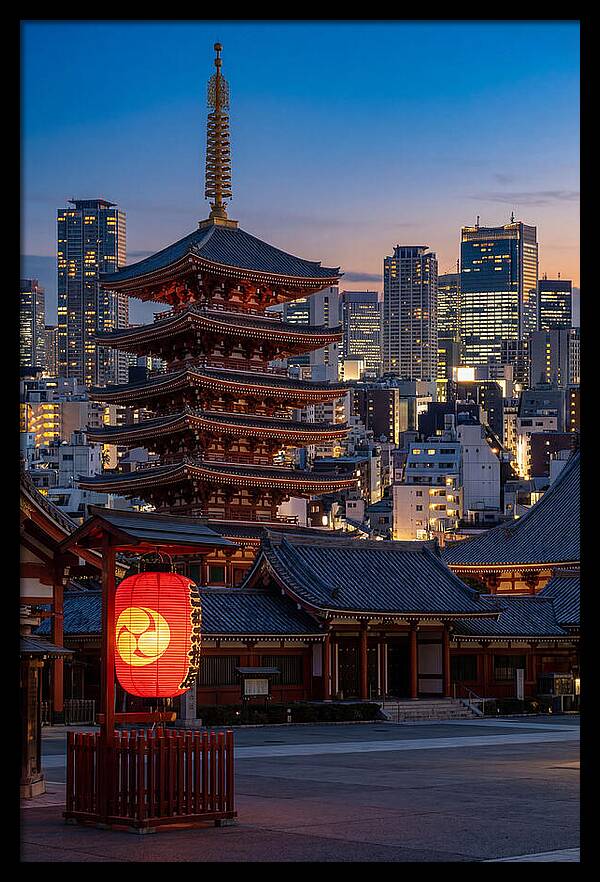 Tokyo Sensoji Temple At Dusk