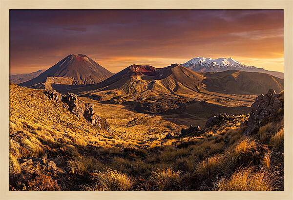 Tongariro Volcanoes At Golden Hour