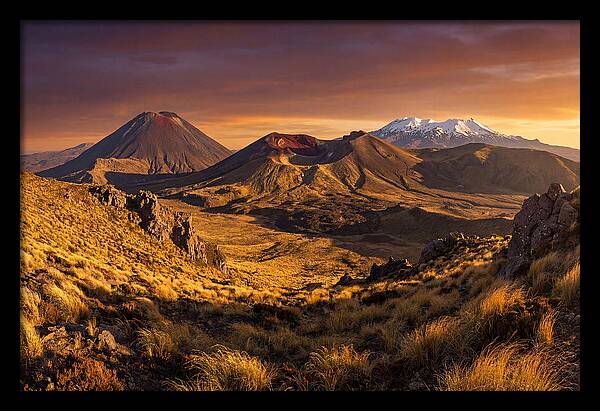 Tongariro Volcanoes At Golden Hour