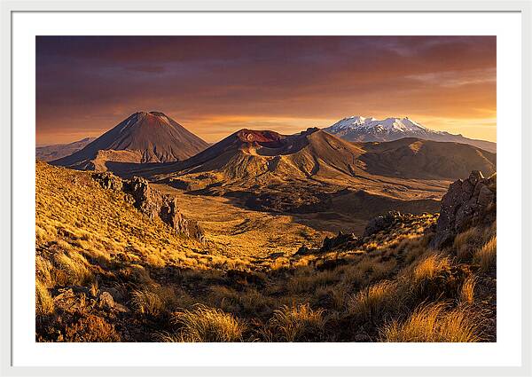 Tongariro Volcanoes At Golden Hour
