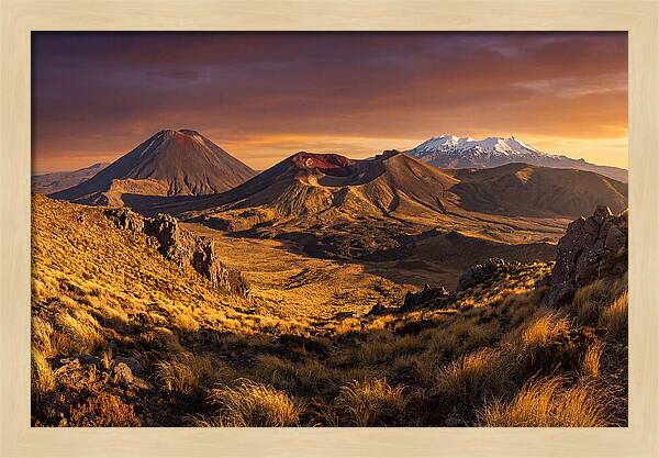 Tongariro Volcanoes At Golden Hour