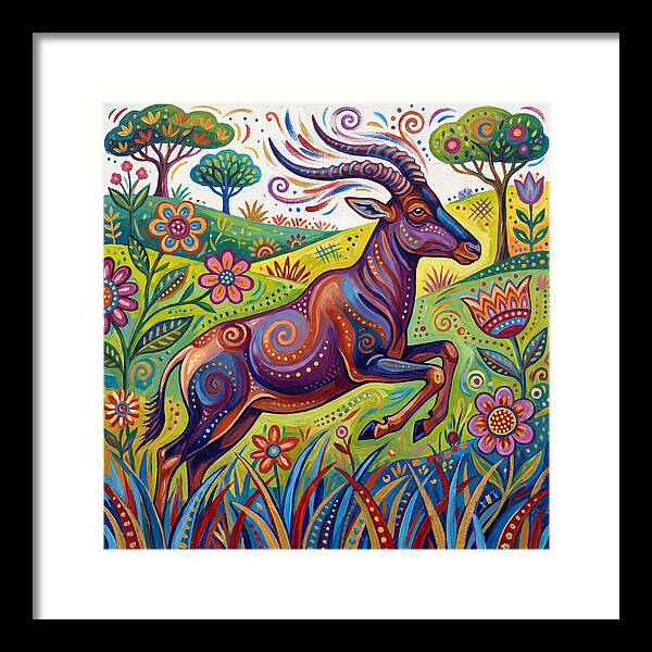 Topi Grazing In Colorful Terrain