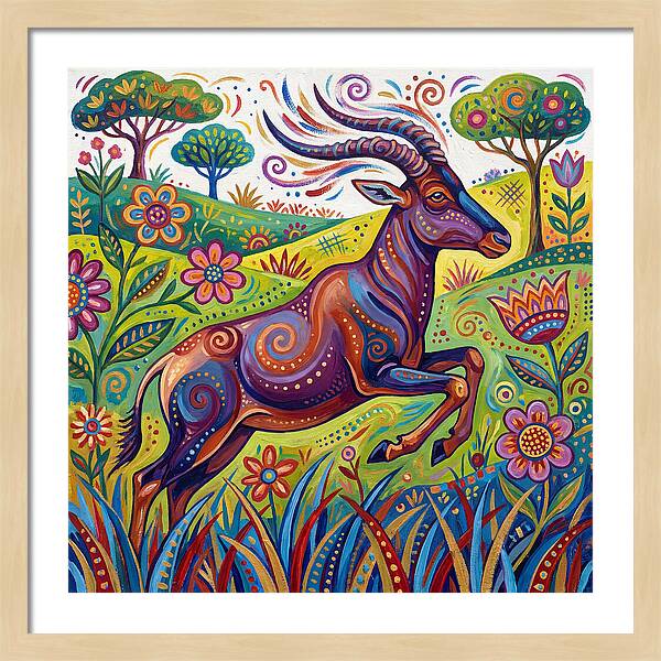 Topi Grazing In Colorful Terrain
