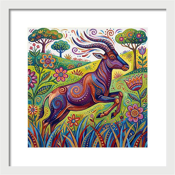 Topi Grazing In Colorful Terrain