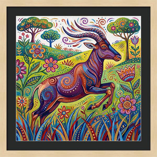 Topi Grazing In Colorful Terrain