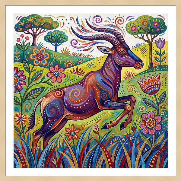 Topi Grazing In Colorful Terrain