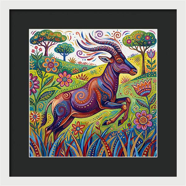 Topi Grazing In Colorful Terrain