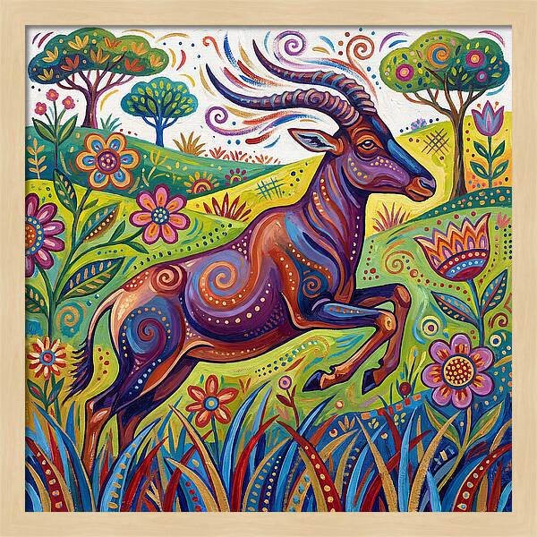 Topi Grazing In Colorful Terrain