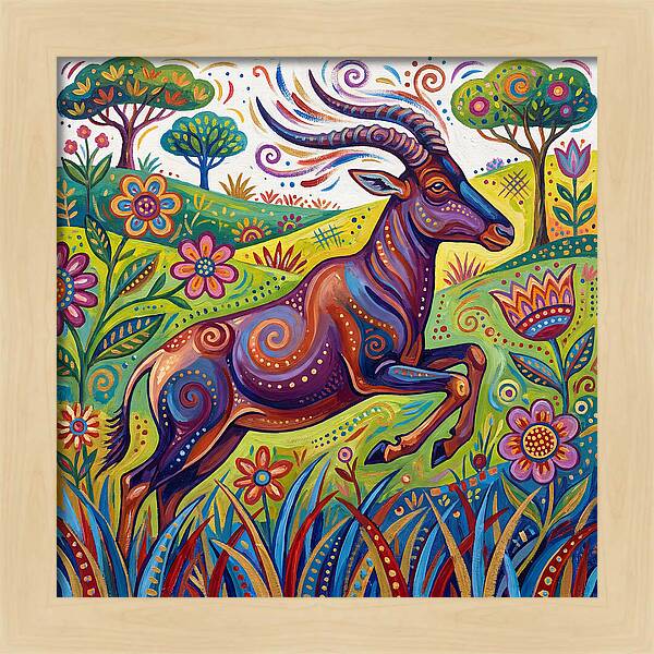 Topi Grazing In Colorful Terrain