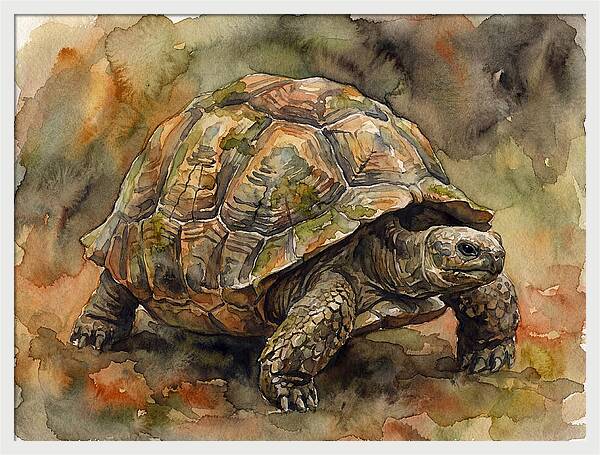 Tortoise In Watercolor Elegance