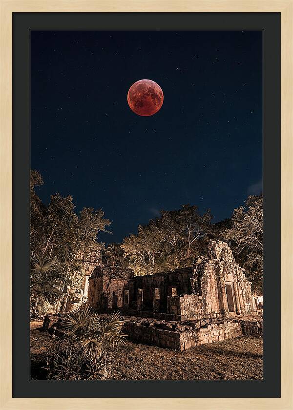 Total Lunar Eclipse Over Ancient Ruins