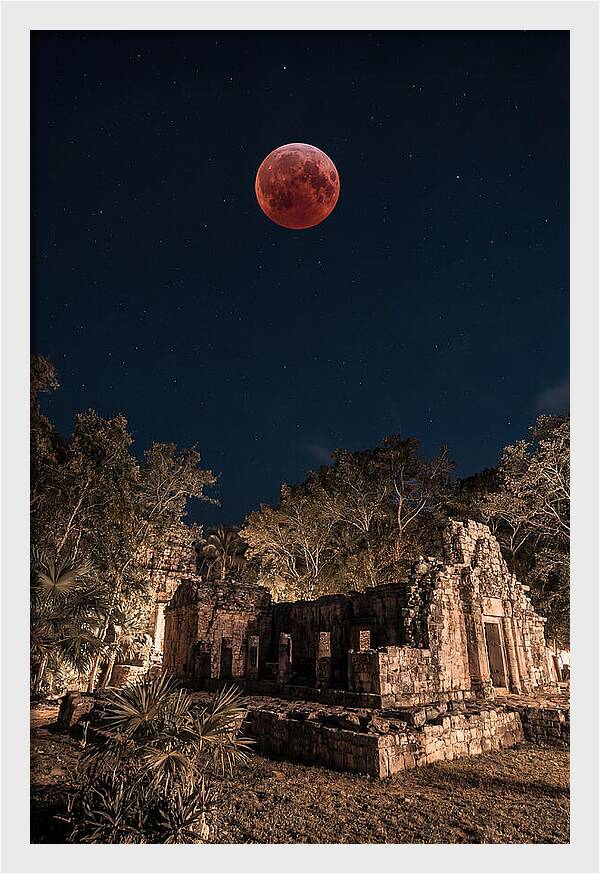 Total Lunar Eclipse Over Ancient Ruins