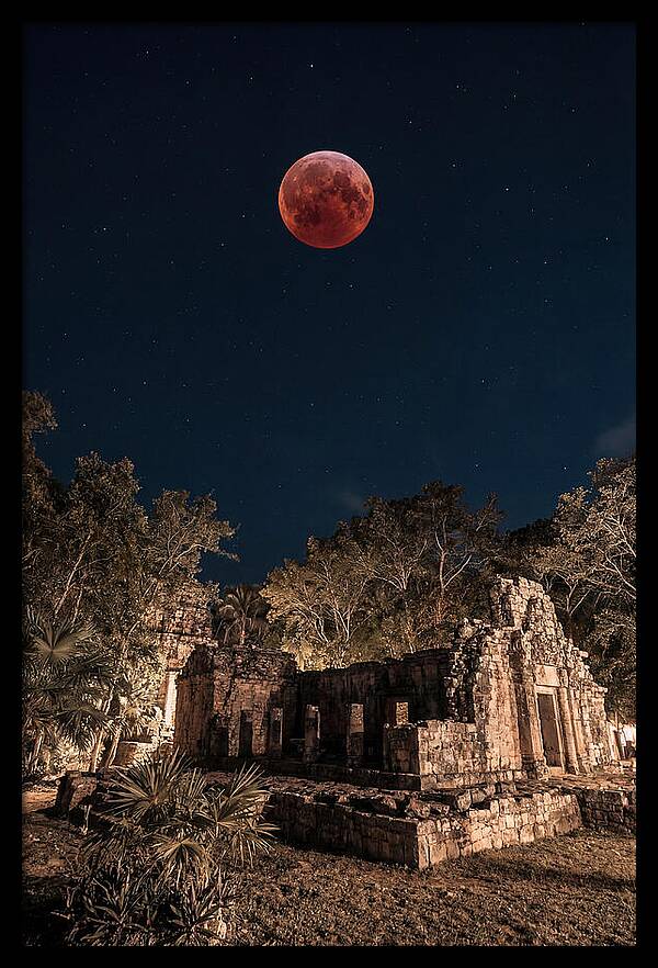 Total Lunar Eclipse Over Ancient Ruins