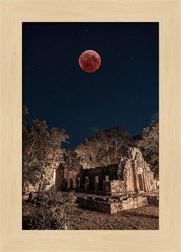 Total Lunar Eclipse Over Ancient Ruins