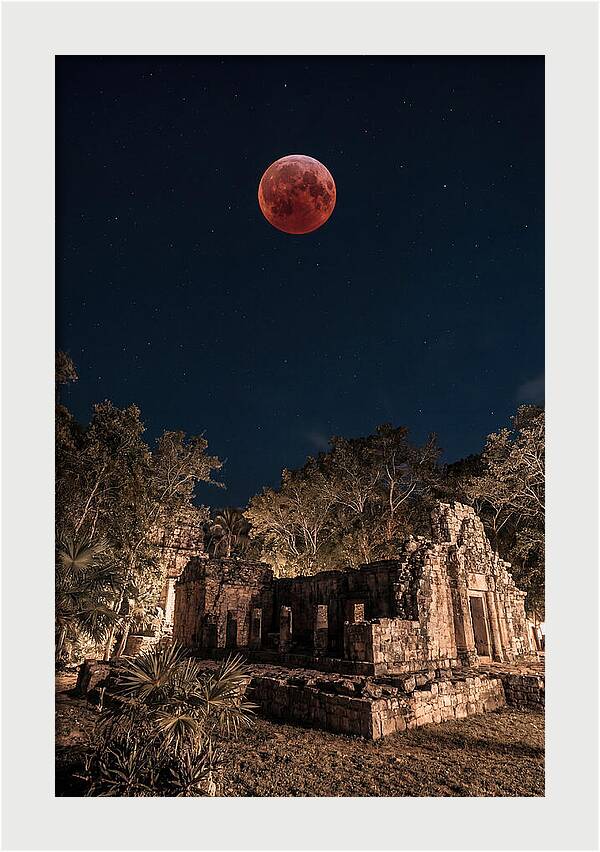 Total Lunar Eclipse Over Ancient Ruins