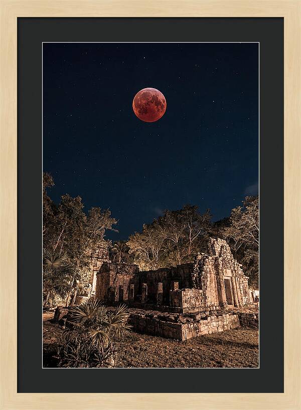Total Lunar Eclipse Over Ancient Ruins