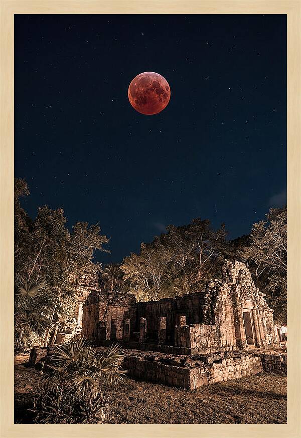 Total Lunar Eclipse Over Ancient Ruins