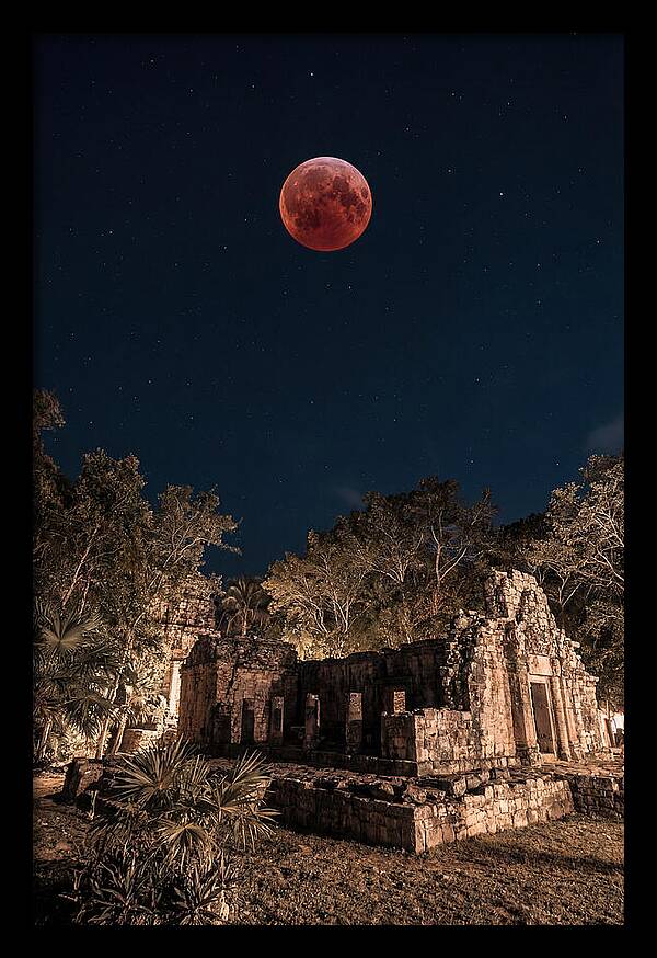 Total Lunar Eclipse Over Ancient Ruins
