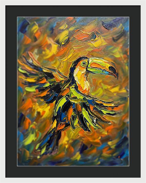 Toucan In Vibrant Flight