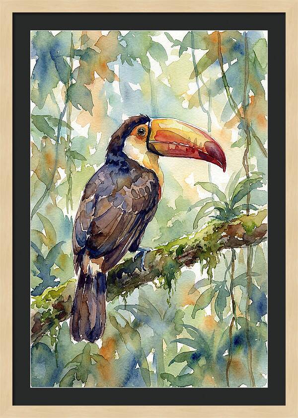 Toucan Perched In Lush Jungle