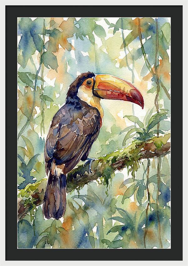 Toucan Perched In Lush Jungle