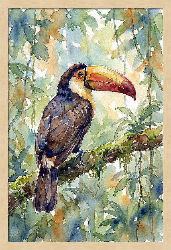 Toucan Perched In Lush Jungle