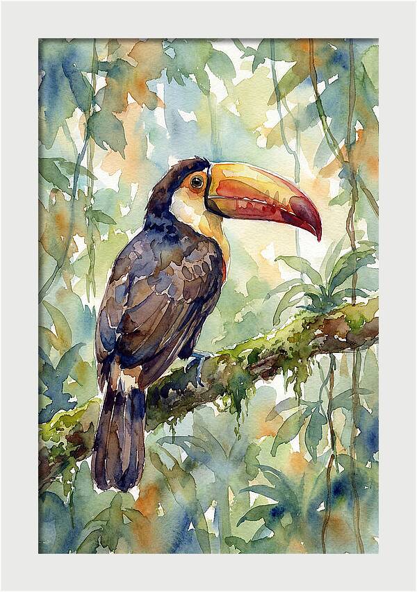 Toucan Perched In Lush Jungle