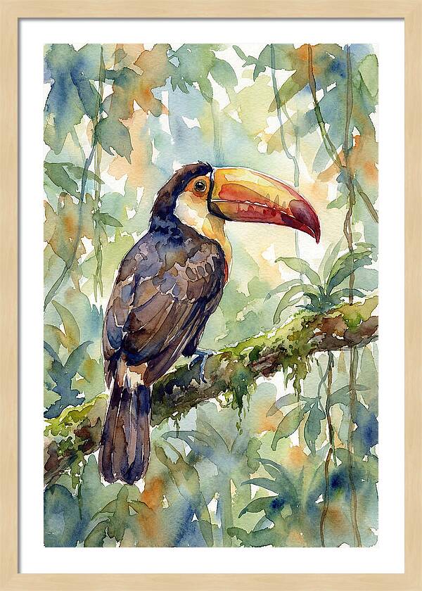 Toucan Perched In Lush Jungle