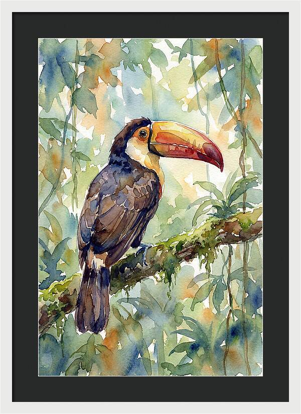 Toucan Perched In Lush Jungle