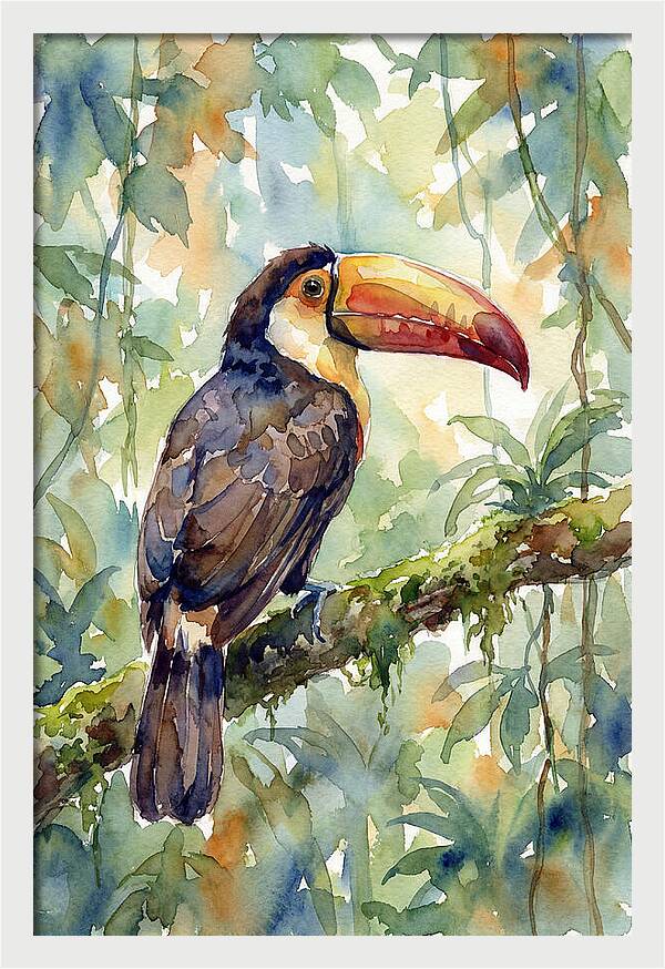 Toucan Perched In Lush Jungle