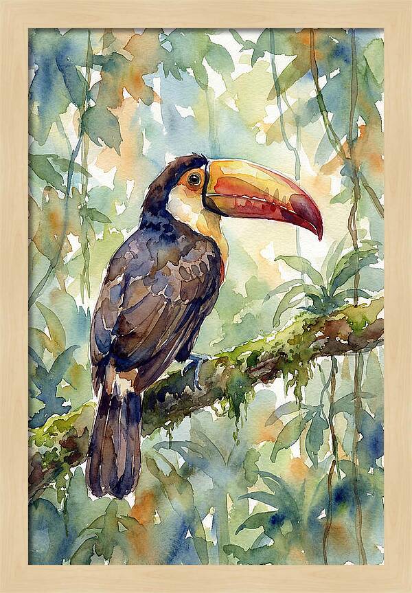 Toucan Perched In Lush Jungle