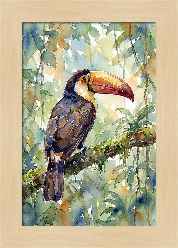 Toucan Perched In Lush Jungle