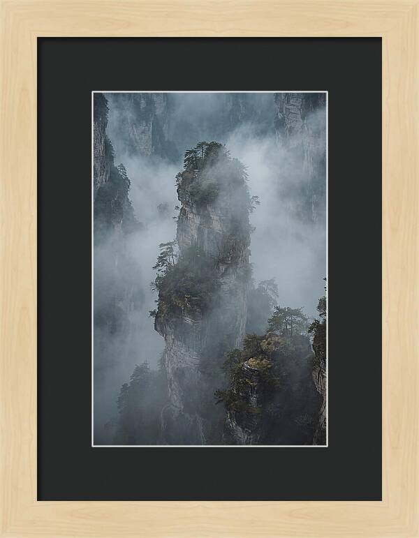 Towering Quartzite Pillars In Fog
