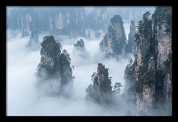 Towering Quartzite Pillars In Zhangjiajie