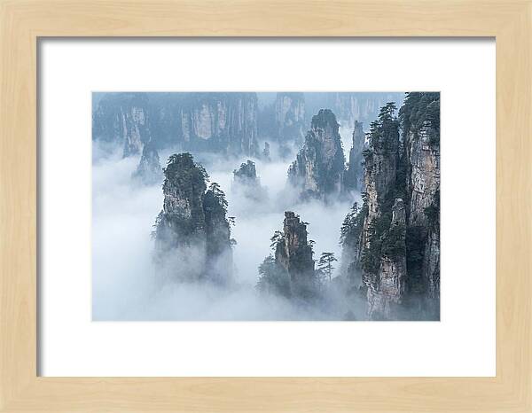 Towering Quartzite Pillars In Zhangjiajie