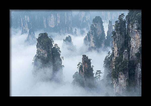 Towering Quartzite Pillars In Zhangjiajie